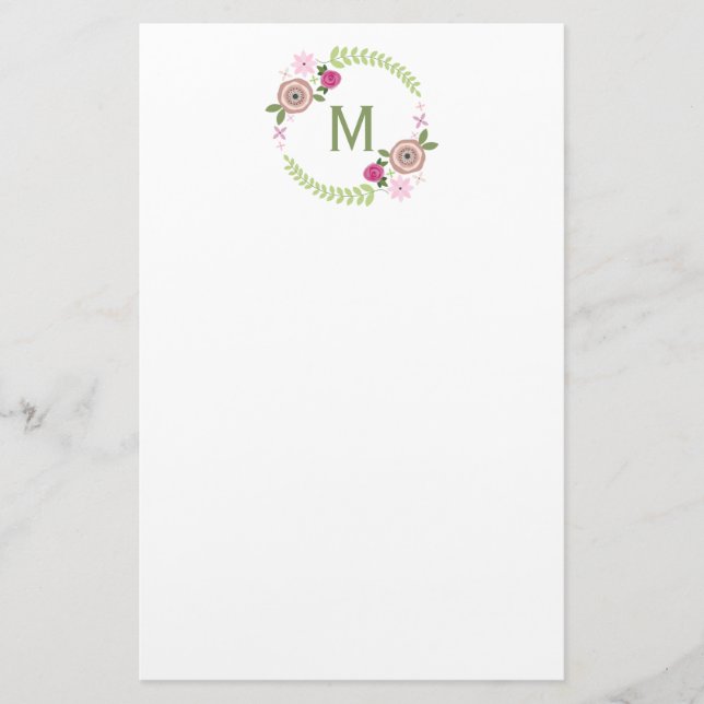 Papelería Efectos de escritorio florales del monograma de la (Anverso)