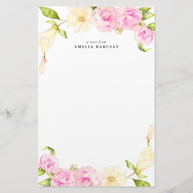 Papelería Efectos de escritorio florales del personalizado (Anverso)