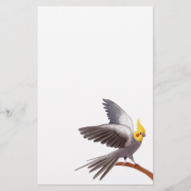 Papelería Efectos de escritorio grises del Cockatiel (Anverso)