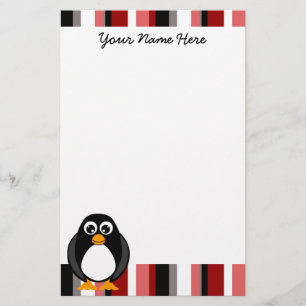Papelería Efectos de escritorio lindos del pingüino - rojo