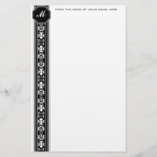 Papelería Efectos de escritorio negros del monograma del