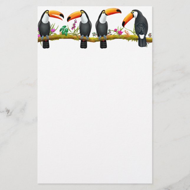 Papelería Efectos de escritorio tropicales de los pájaros de (Anverso)