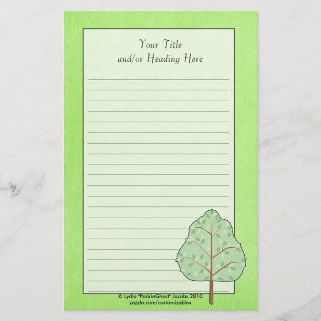 Papelería Efectos de escritorio verdes del árbol (Anverso)