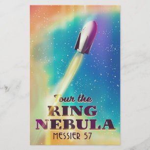 Papelería El afiche de viaje espacial del Ring Nebula (Messi