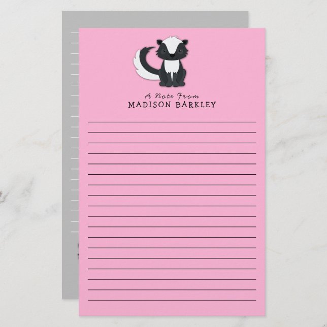 Papelería El animal maleante de bosque de zorrillo (Anverso / Reverso)