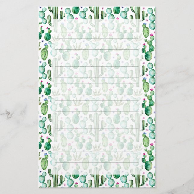 Papelería El cactus de la acuarela planta el modelo (Anverso)