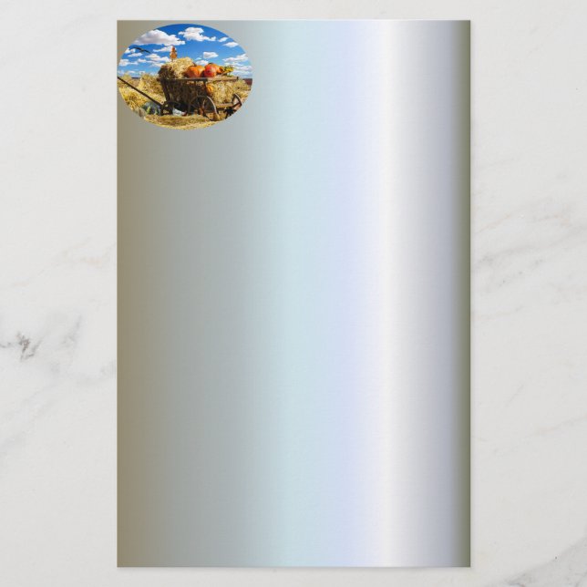 Papelería El carro de paja de Acción de Gracias en el campo (Anverso)