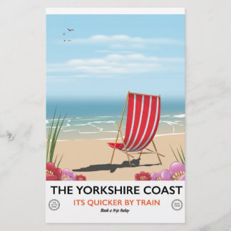 Papelería El cartel vintage de la costa de Yorkshire junto a