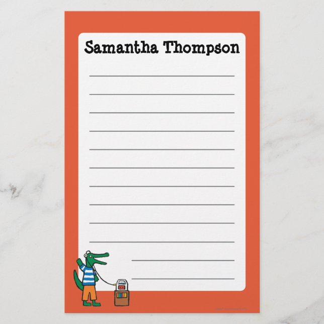 Papelería El cocodrilo fresco escucha la música (Anverso)