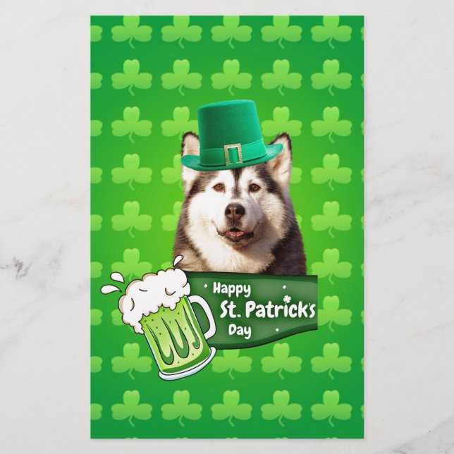 Papelería El delicioso Gorra siberiano Husky Dog St. Patrick (Anverso)