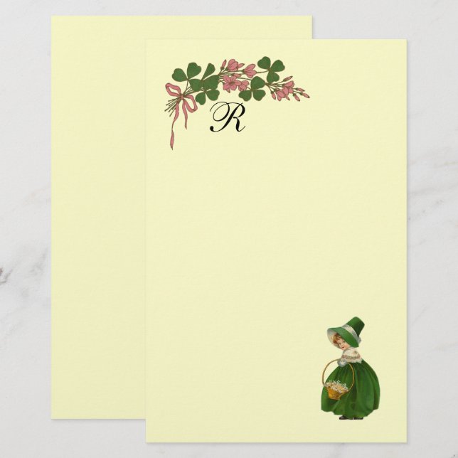 PAPELERÍA EL DÍA DE SAN PATRICK, EL MONOGRAMA CHICA IRLANDÉS (Anverso / Reverso)