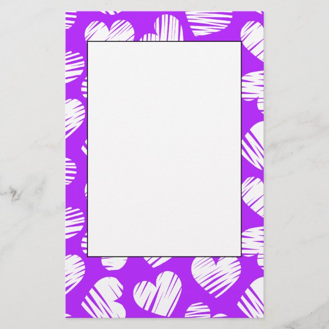 Papelería El día de San Valentín cardíaco morado blanco dood (Anverso)