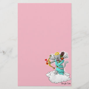 Papelería El día de San Valentín Smokey Gray Cupido Cat
