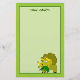 Papelería El dinosaurio del Triceratops personalizado
