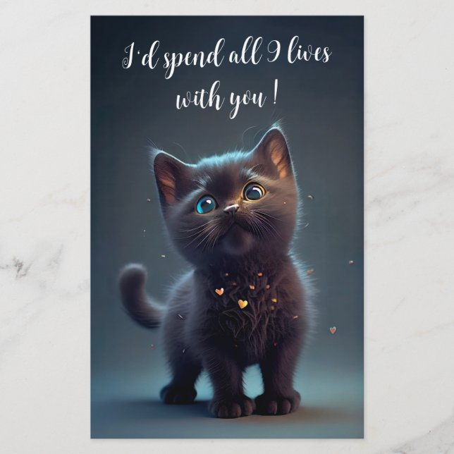 Papelería El Gatito Negro Cutest Spende 9 Vidas Contigo (Anverso)