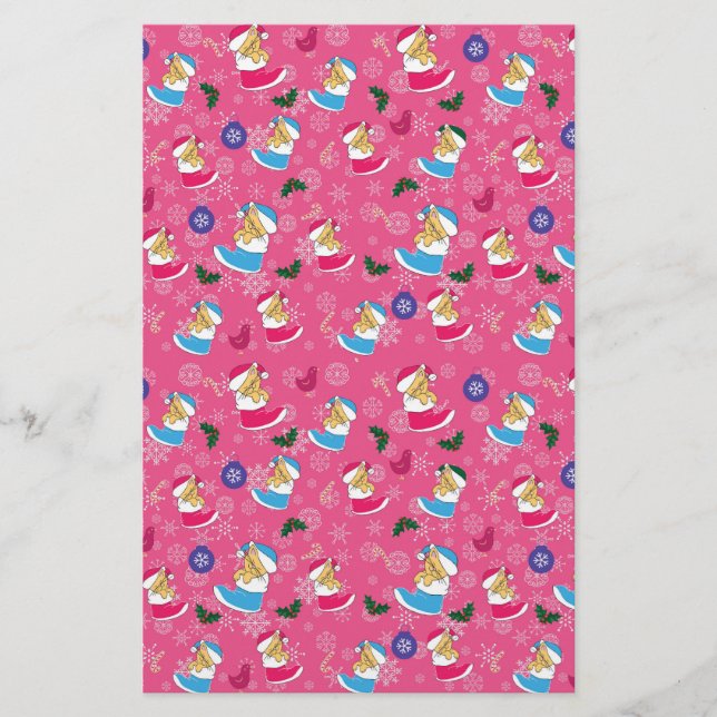 Papelería El gato navidad está durmiendo, copos de nieve (Anverso)