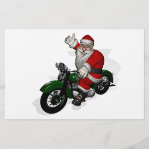 Papelería El gracioso Papá Noel En La Moto Verde Vintage