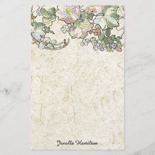Papelería El Hollyhock de Nouveau Mucha del arte florece los