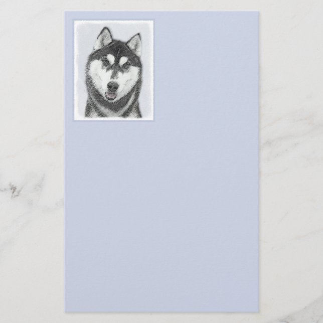 Papelería El Husky Siberiano (blanco y negro) pinta arte de  (Anverso)