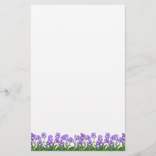 Papelería El iris púrpura minúsculo florece los efectos de