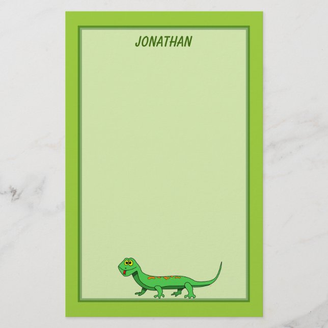 Papelería El lagarto verde lindo del dibujo animado embroma (Anverso)