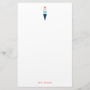 Papelería El moderno helado azul y rosa personalizado