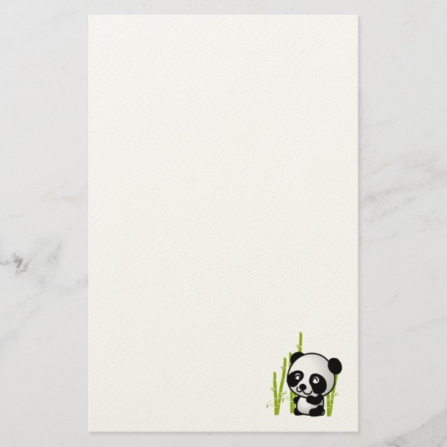Papelería El oso blanco y negro de panda en un bosque de bam (Anverso)