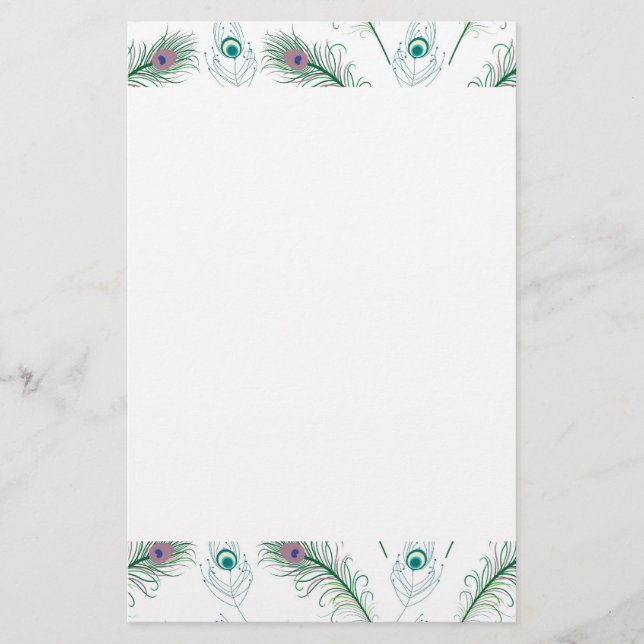 Papelería El pavo real púrpura azul empluma los efectos de (Anverso)