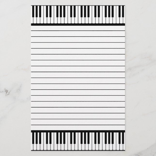 Papelería El piano cierra el modelo blanco y negro alineado (Anverso)