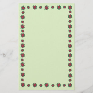 Papelería El Poinsettia verde rojo florece los efectos de