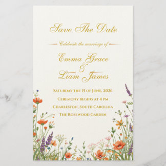 Papelería El prado de flores silvestres floral boda guardar 