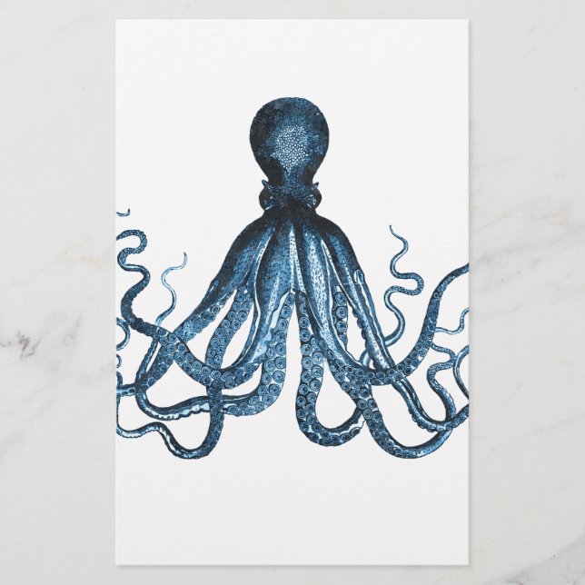 Papelería El pulpo kraken el azul costero náutico de la (Anverso)