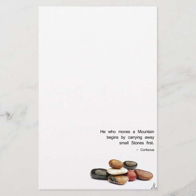 Papelería Él que mueve una montaña… - Confucious (Anverso)