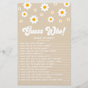 Papelería ¡El Retro Marrón Adivina Quién! Juego Baby Shower