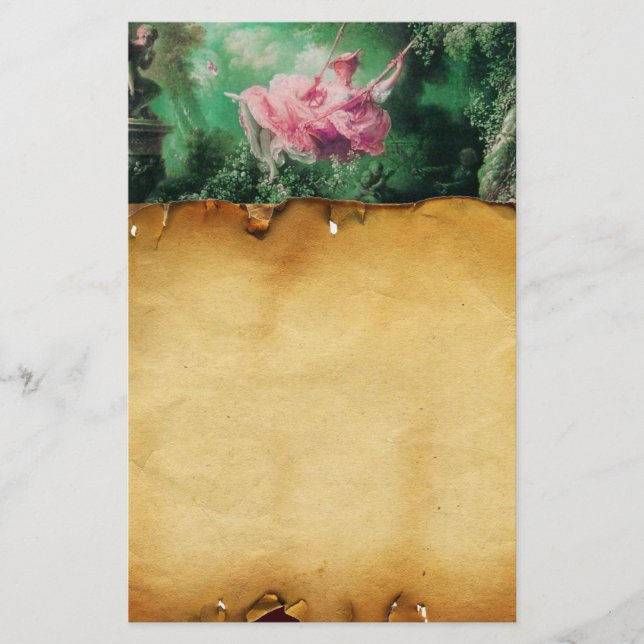 Papelería EL SWER, el pergamino marrón, la fucsia rosa verde (Anverso)