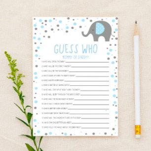 Papelería Elefante Azul adivina quién es el juego de Baby Sh