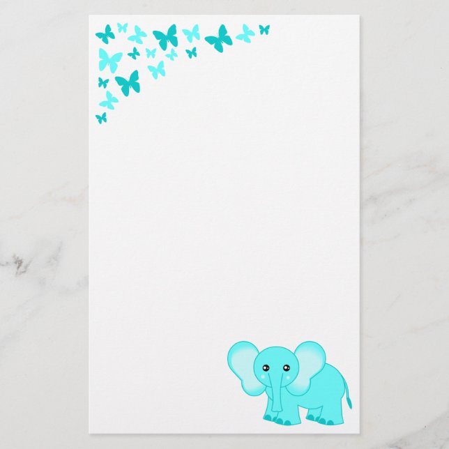 Papelería Elefante del bebé y efectos de escritorio lindos (Anverso)