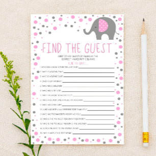 Papelería Elefante Rosa Encuentra Juego de Baby Shower Invit