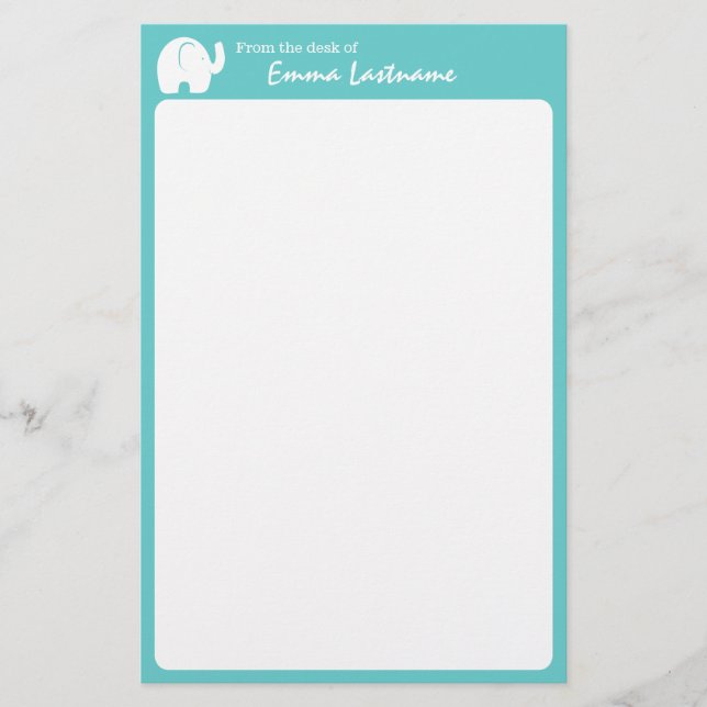 Papelería Elefante y Aqua Personalizados (Anverso)