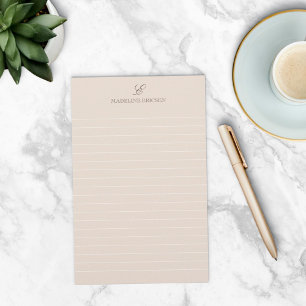 Papelería Elegancia simple Tan Brown Monograma Enrollado