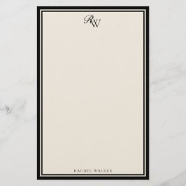 Papelería Elegant Black and Ivory Monogram Two Border