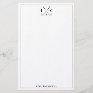 Papelería Elegant Black Golf Monogram Stationery