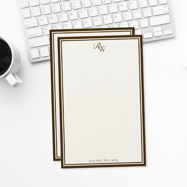 Papelería Elegant Brown Monogram Two Border (Subido por el creador)