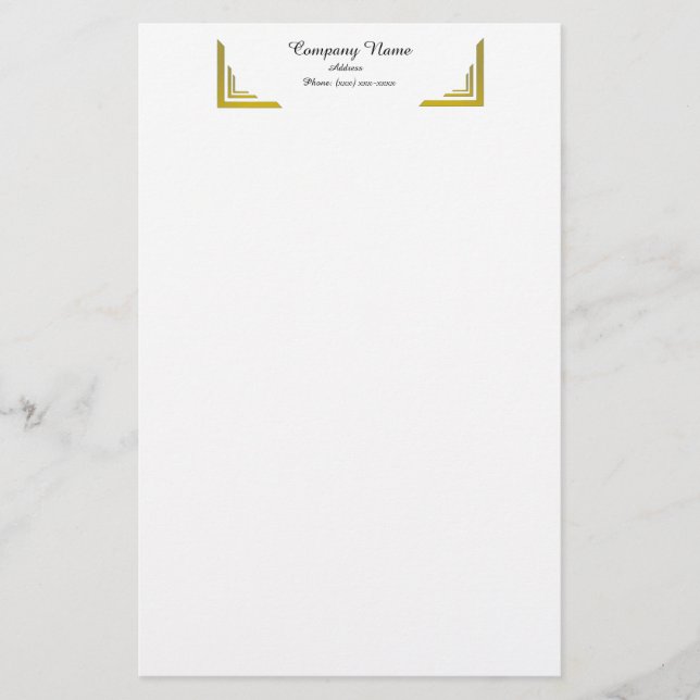 Papelería Elegant Gold Corner Border Professional Stationery (Anverso)
