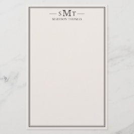 Papelería Elegant Ivory Minimalist Three Letter Monogram