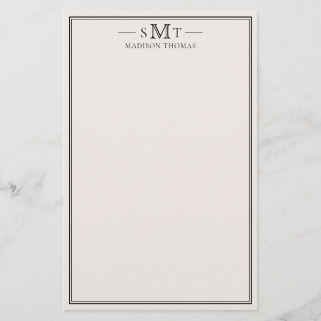 Papelería Elegant Ivory Minimalist Three Letter Monogram (Anverso)