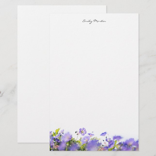 Papelería Elegant, minimal floral Personalized (Anverso / Reverso)