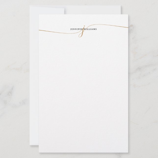 Papelería Elegant Minimalist Gold Script Monogram (Anverso)