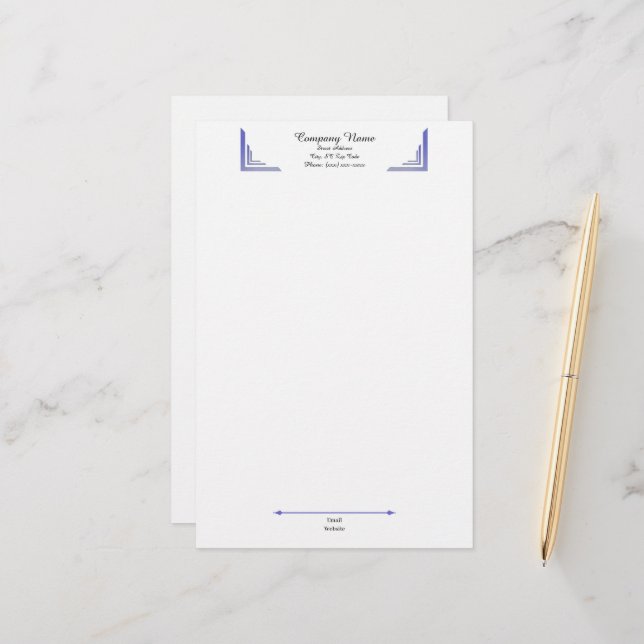Papelería Elegant Periwinkle Corner Professional Stationery (Anverso/Reverso In Situ)
