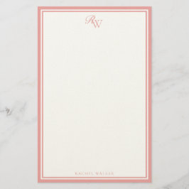 Papelería Elegant Pink Monogram Two Border